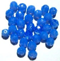 25 8mm Faceted Milky Blue Opal Firepolish Beads